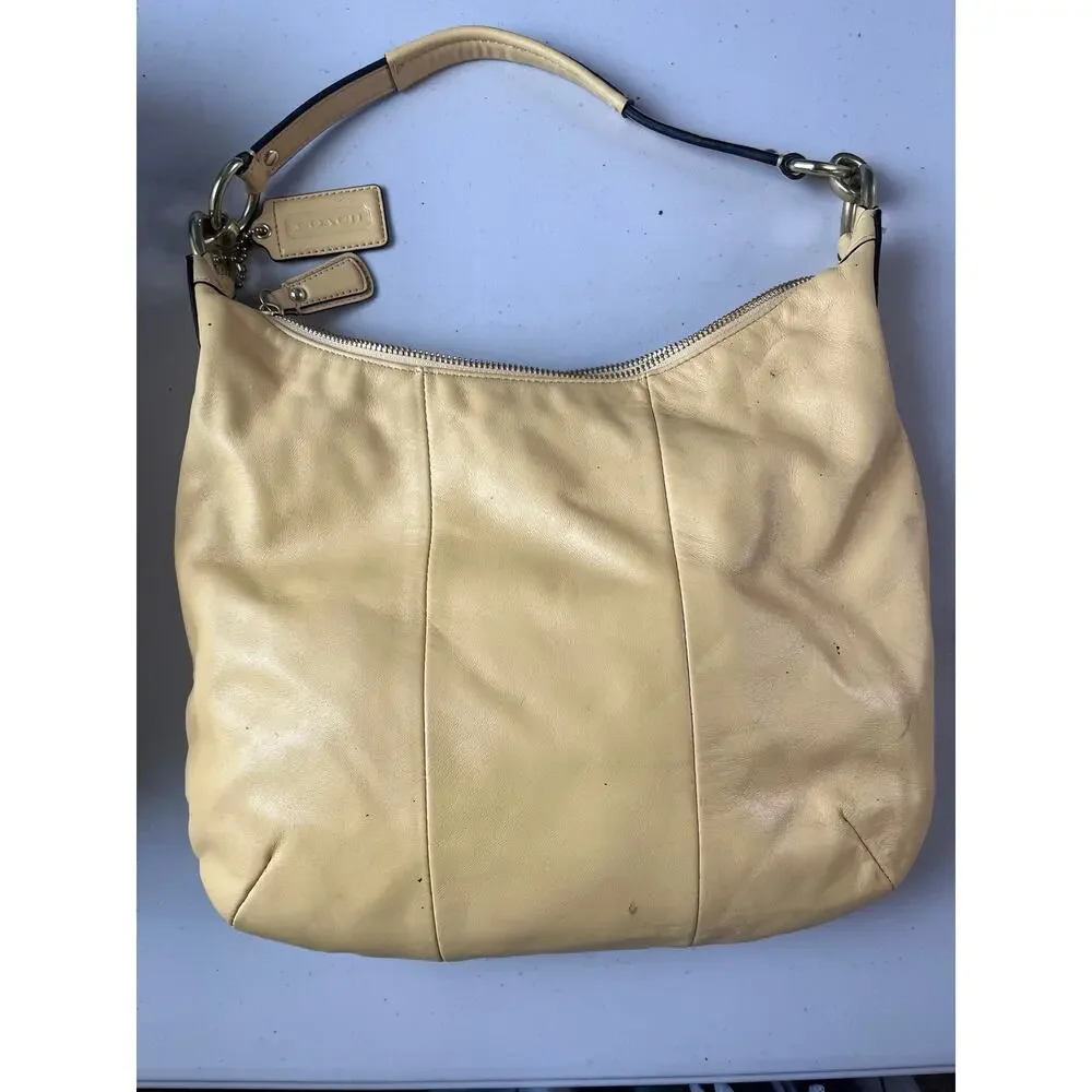 Coach Kristin Yellow Leather Hobo Shoulder Bag Crossbody Purse & Wallet Set